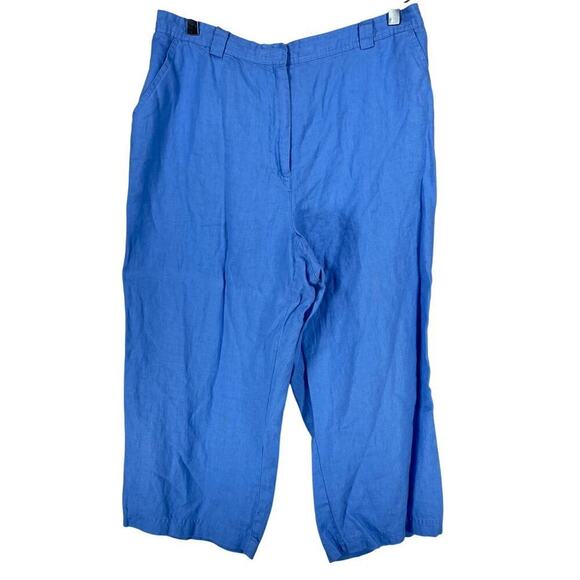 Y2K Vintage JM Collection Womens Blue 100% Linen Coordinating Capri Set Size 16 - Picture 2 of 6
